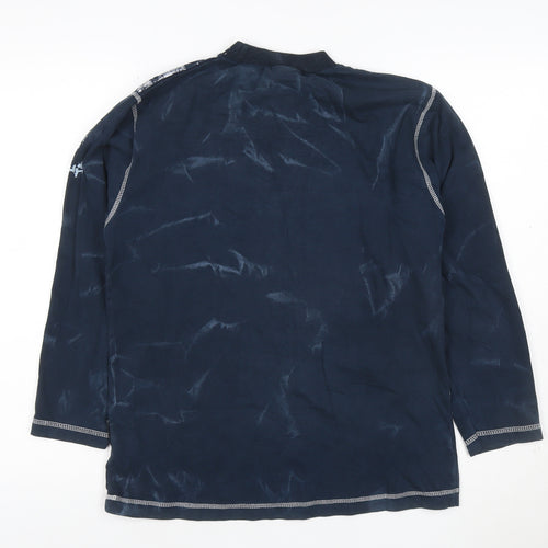 Duke Men's Navy Long Sleeve Graphic Print Cotton T-Shirt XLB