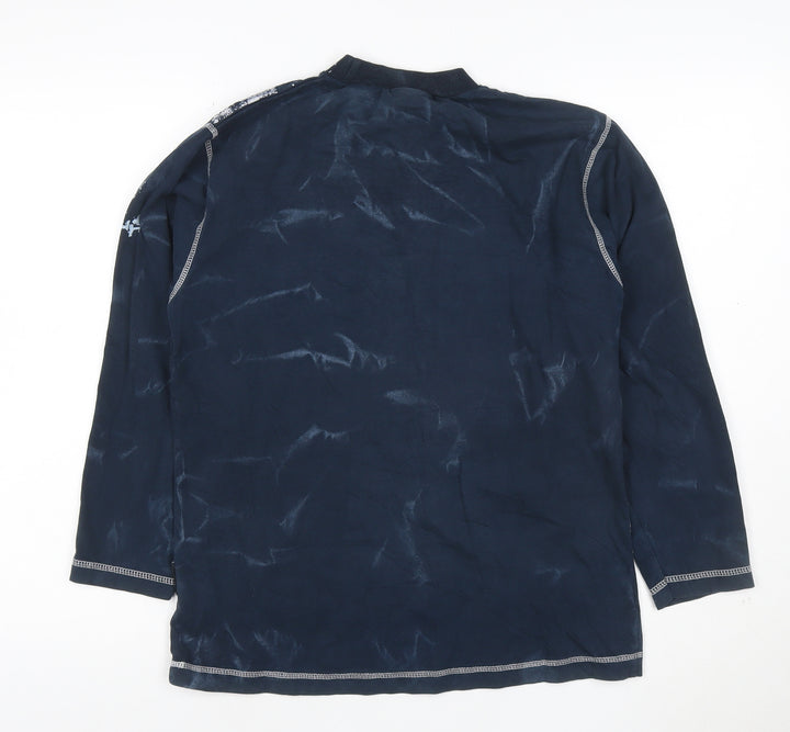 Duke Men's Navy Long Sleeve Graphic Print Cotton T-Shirt XLB