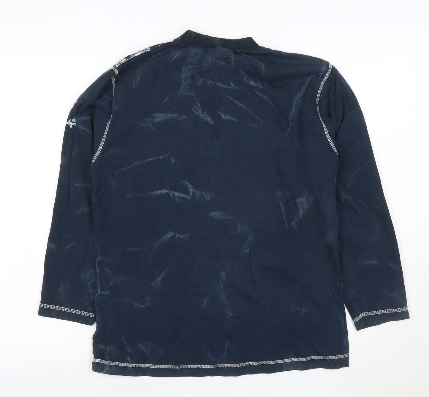 Duke Men's Navy Long Sleeve Graphic Print Cotton T-Shirt XLB