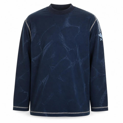 Duke Men's Navy Long Sleeve Graphic Print Cotton T-Shirt XLB