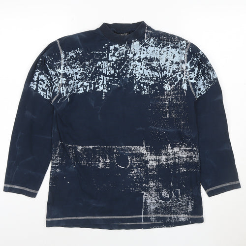 Duke Men's Navy Long Sleeve Graphic Print Cotton T-Shirt XLB