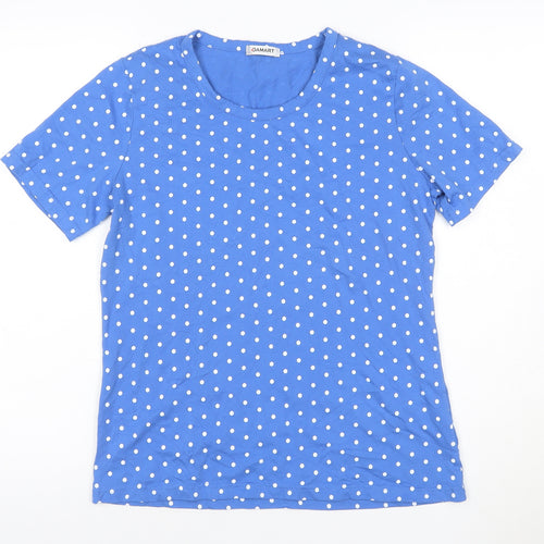 Damart Women's Blue Polka Dot Cotton Short Sleeve T-Shirt Size S