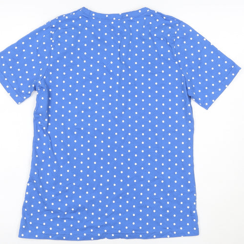 Damart Women's Blue Polka Dot Cotton Short Sleeve T-Shirt Size S