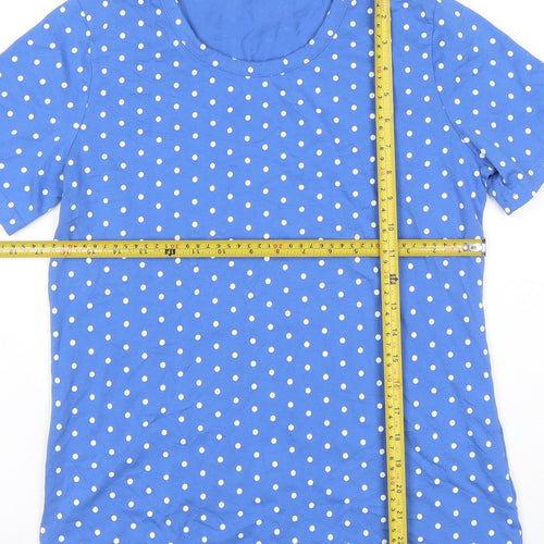Damart Women's Blue Polka Dot Cotton Short Sleeve T-Shirt Size S