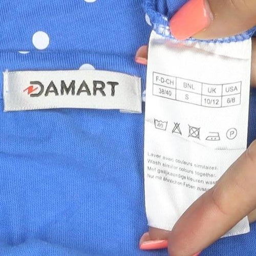 Damart Women's Blue Polka Dot Cotton Short Sleeve T-Shirt Size S