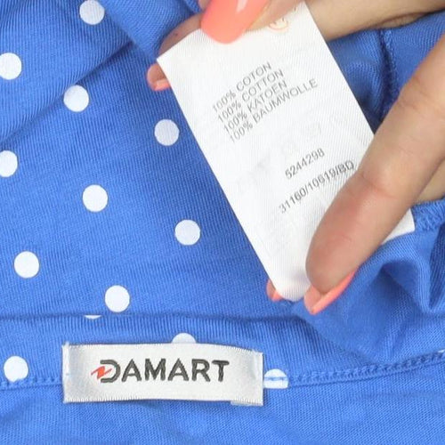 Damart Women's Blue Polka Dot Cotton Short Sleeve T-Shirt Size S