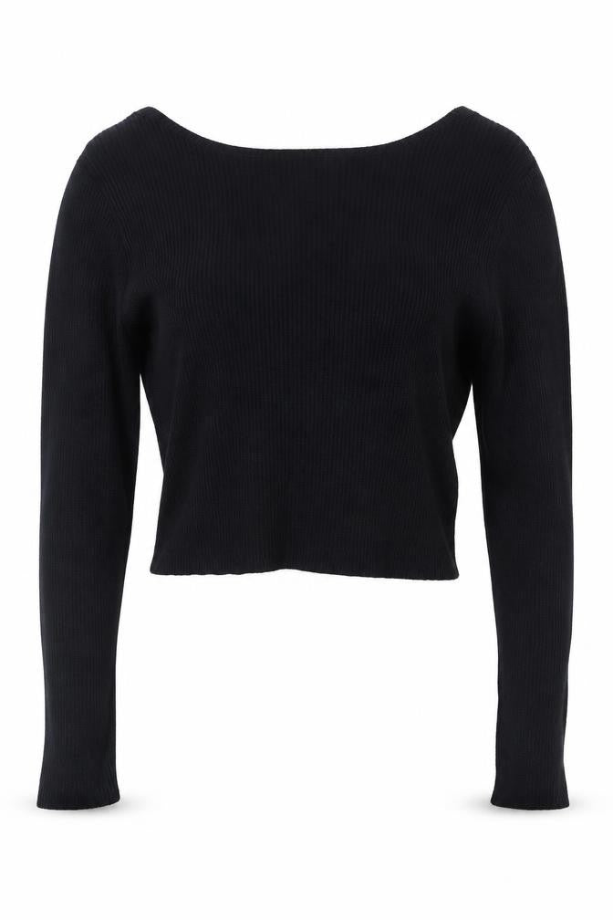 Hollister Women’s Black Wrap Ribbed Knit V-Neck Jumper Size XL