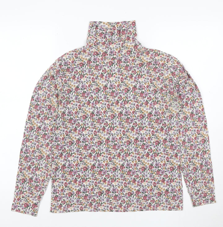 Spirit of the Andes Women's Multicoloured Floral Roll Neck Long Sleeve Top L
