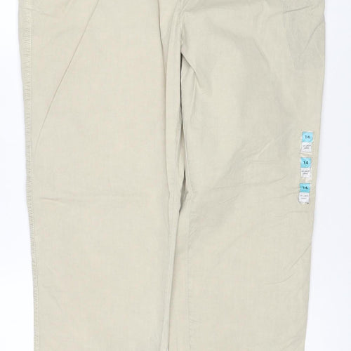 Marks and Spencer Men Beige Regular Fit Chino Trousers Size 14