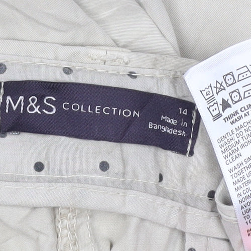 Marks and Spencer Men Beige Regular Fit Chino Trousers Size 14