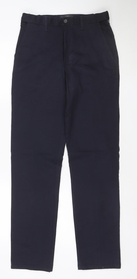 Marks and Spencer Men's Blue Regular Fit Chino Trousers 30x33