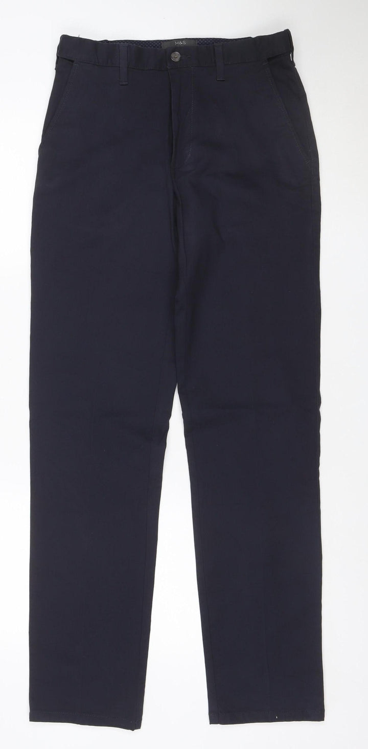 Marks and Spencer Men's Blue Regular Fit Chino Trousers 30x33