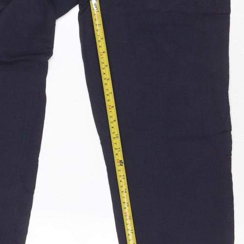 Marks and Spencer Women Navy Blue Size 8 Paperbag Cotton Trousers