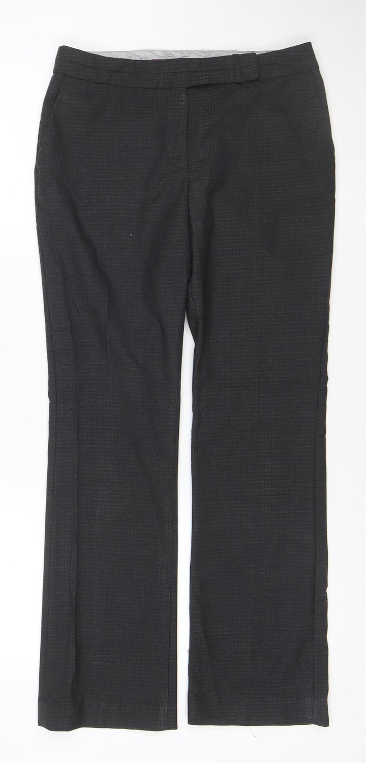Next Men's Black Check Regular Fit Dress Trousers Size 8
