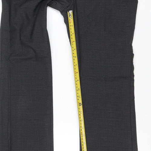 Next Men's Black Check Regular Fit Dress Trousers Size 8