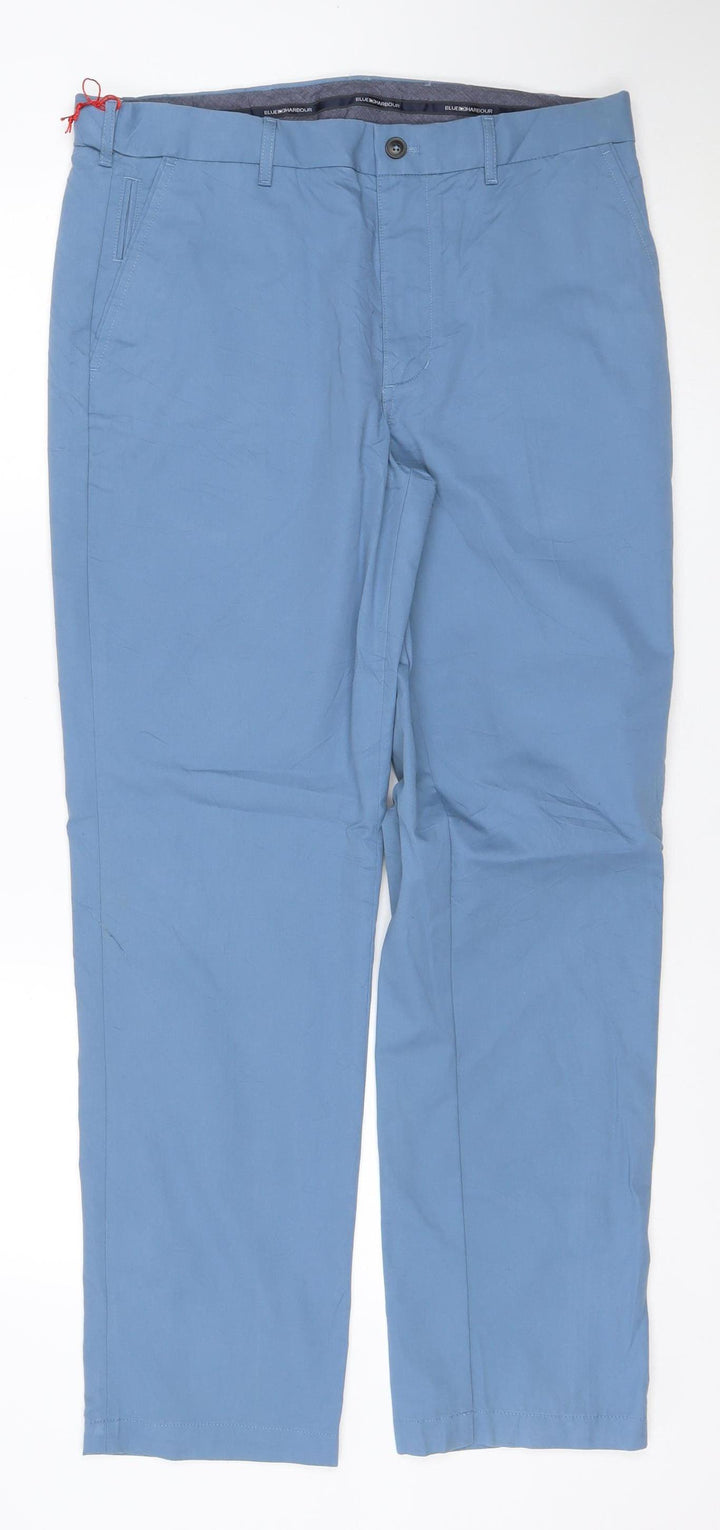 Marks and Spencer Blue Harbour Mens Blue Chino Trousers 34x31 Regular Fit