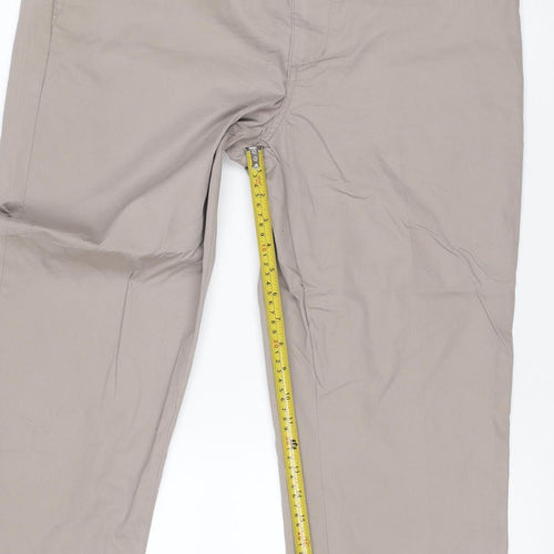 Marks and Spencer Blue Harbour Men's Beige Regular Fit Chino Trousers 36x29