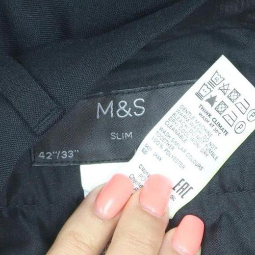 Marks and Spencer Men's Black Slim Fit Dress Trousers 42x33