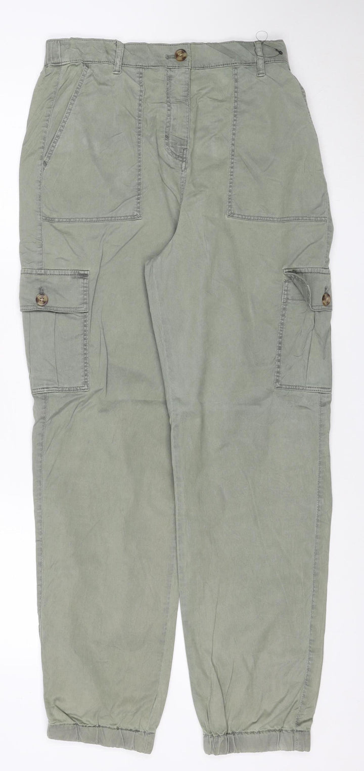 Marks and Spencer Womens Green Size 10 Cargo Trousers Lightweight Cotton Modal