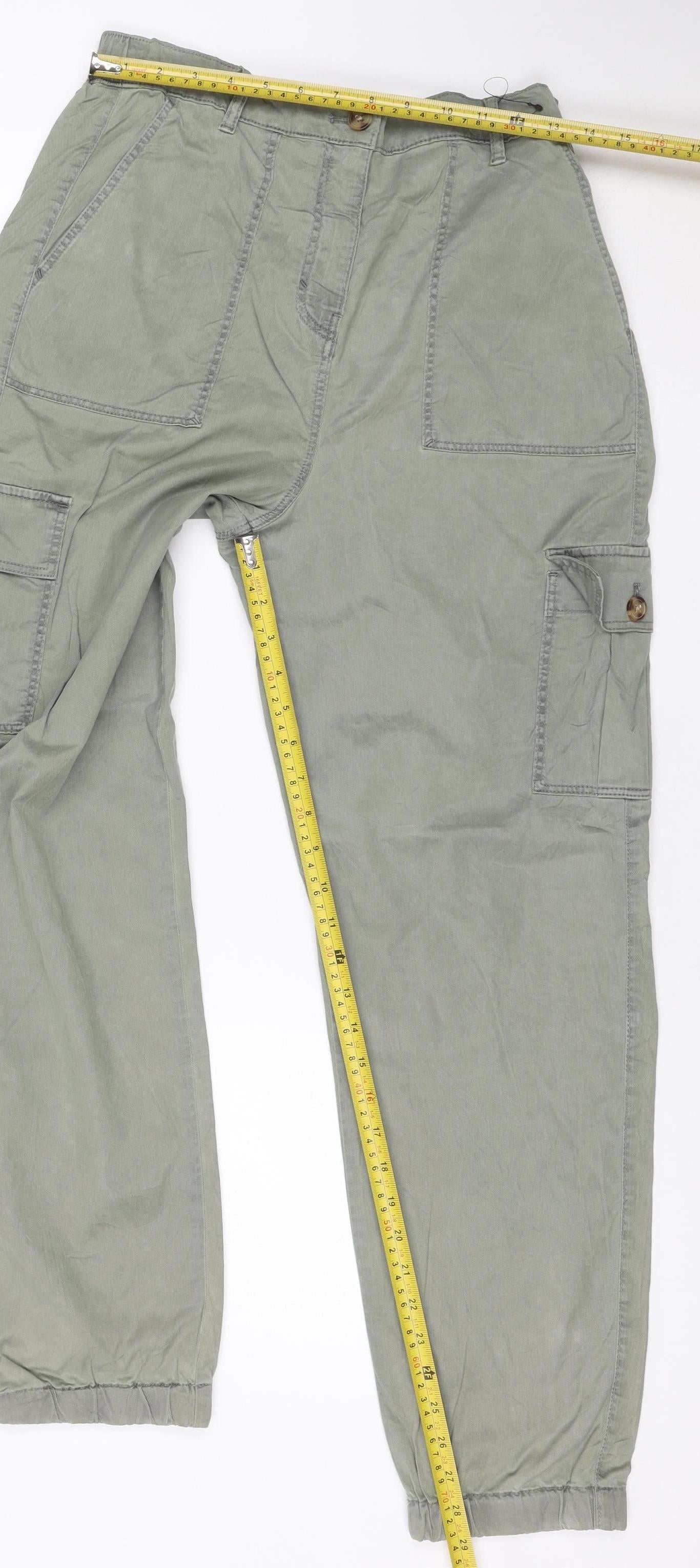 Marks and Spencer Womens Green Size 10 Cargo Trousers Lightweight Cotton Modal