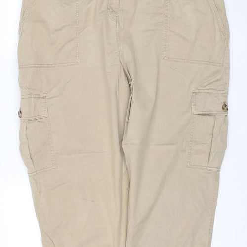 Marks and Spencer Womens Beige Cargo Trousers Size 22 Lyocell Blend
