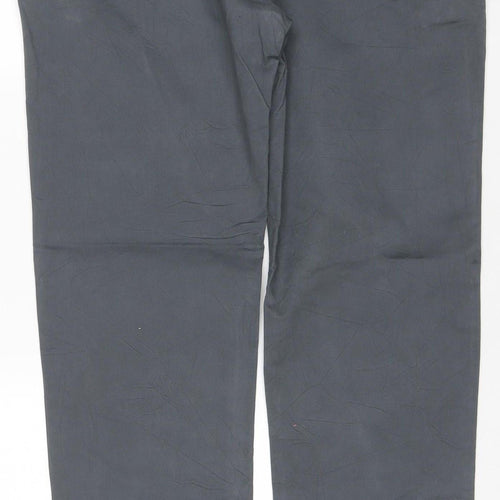 Marks and Spencer Men's Grey Cotton Straight Trousers 40/33 Elastic Waist