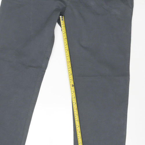 Marks and Spencer Men's Grey Cotton Straight Trousers 40/33 Elastic Waist