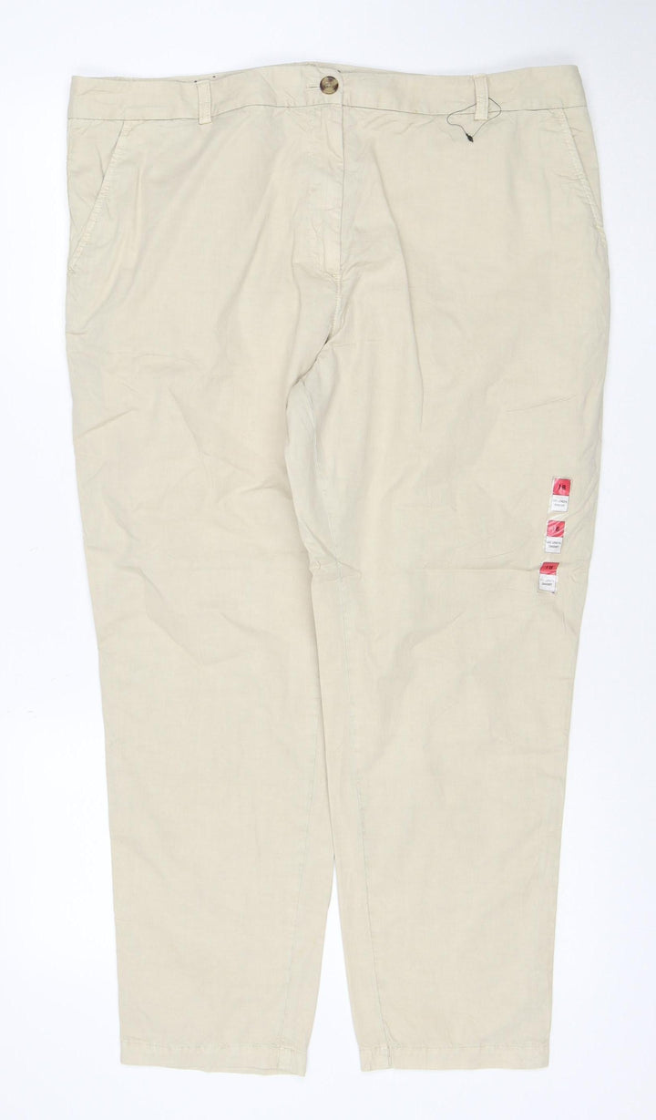 Marks and Spencer Womens Beige Chino Trousers Size 18 Cotton