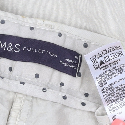 Marks and Spencer Womens Beige Chino Trousers Size 18 Cotton