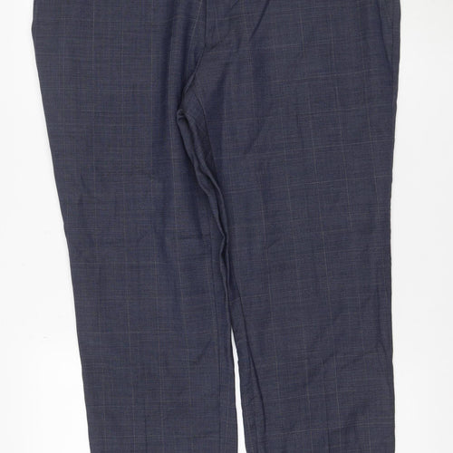 Marks and Spencer Men's Blue Wool Blend Tailored Dress Pants 40/29