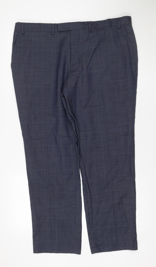 Marks and Spencer Men's Blue Wool Blend Tailored Dress Pants 40/29