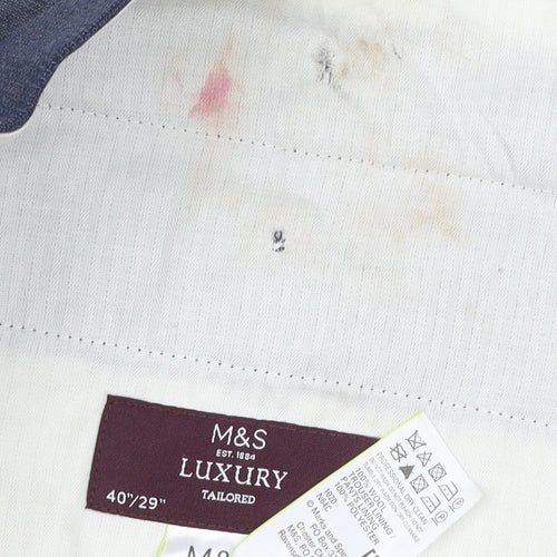 Marks and Spencer Men's Blue Wool Blend Tailored Dress Pants 40/29