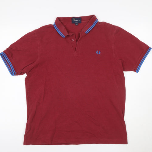 Fred Perry Men's Red Slim Fit Polo Shirt XL Cotton Casual