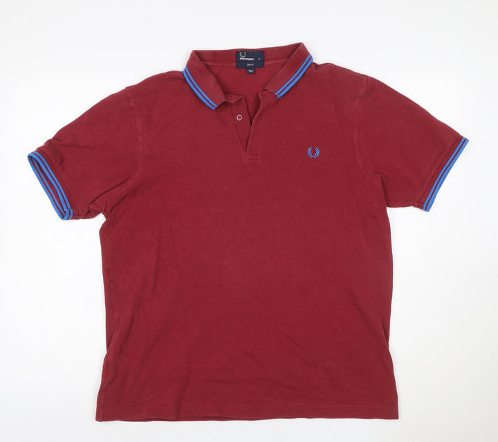 Fred Perry Men's Red Slim Fit Polo Shirt XL Cotton Casual