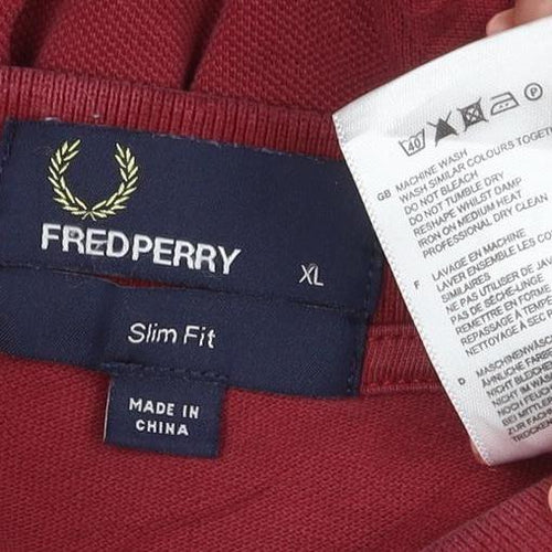 Fred Perry Men's Red Slim Fit Polo Shirt XL Cotton Casual