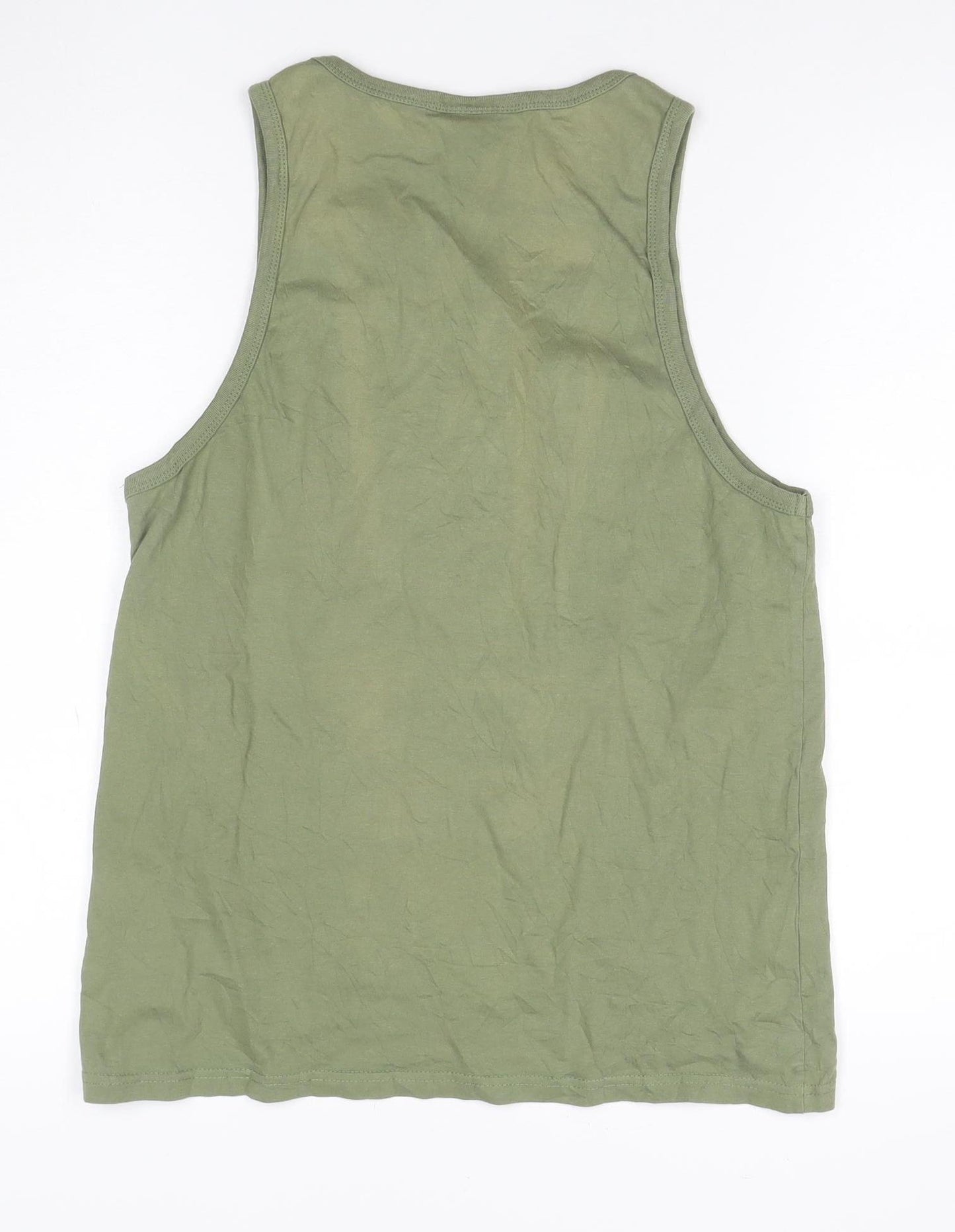 Pierre Cardin Men's Green Sleeveless Round Neck Paris Print T-Shirt L