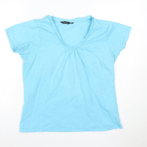 Debenhams Women's Blue Size 14 Cotton Short Sleeve V-Neck T-Shirt