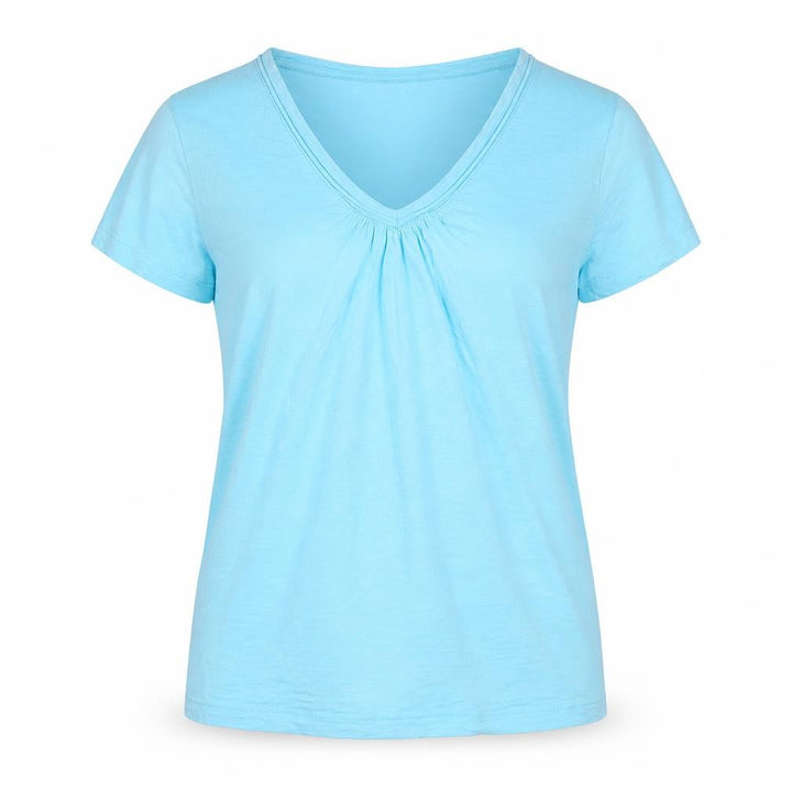 Debenhams Women's Blue Size 14 Cotton Short Sleeve V-Neck T-Shirt