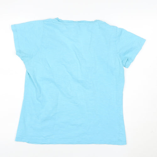 Debenhams Women's Blue Size 14 Cotton Short Sleeve V-Neck T-Shirt