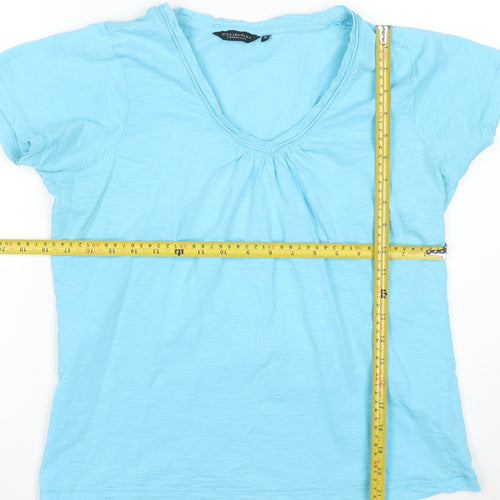 Debenhams Women's Blue Size 14 Cotton Short Sleeve V-Neck T-Shirt