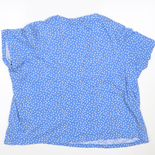 Marks and Spencer Women’s Blue Polka Dot V-Neck Short Sleeve Cotton Top Size 22