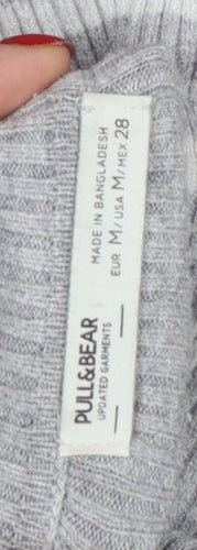 Pull & Bear Women’s Grey Striped Roll Neck Jumper Size 12