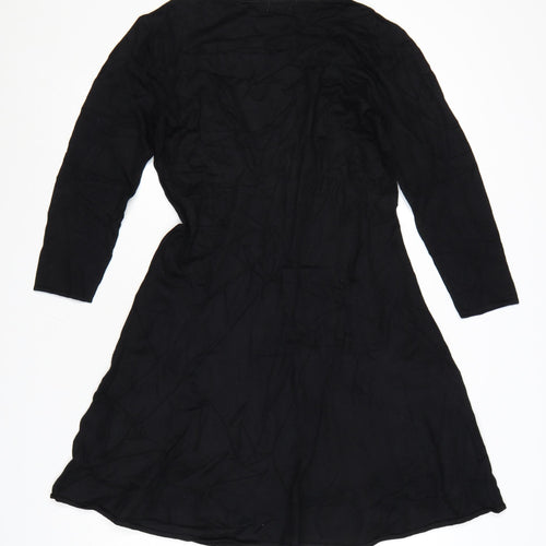 H&M Women Black A-Line Knee Length Dress Size 12 Viscose Blend
