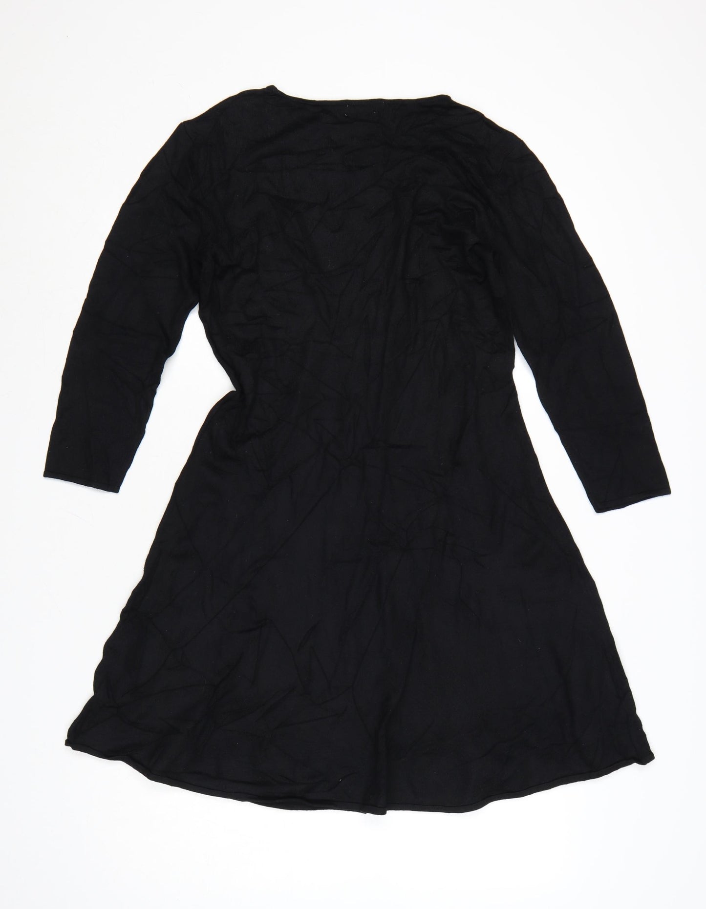 H&M Women Black A-Line Knee Length Dress Size 12 Viscose Blend