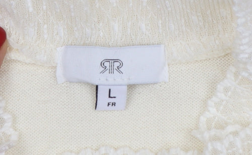 RR Women Ivory Wool Blend High Neck Pullover Jumper Size L