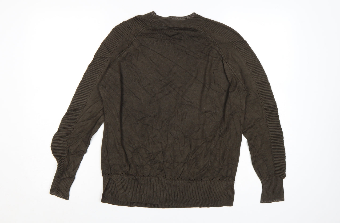 Next Women Brown Crew Neck Long Sleeve Knit Jumper Size 14