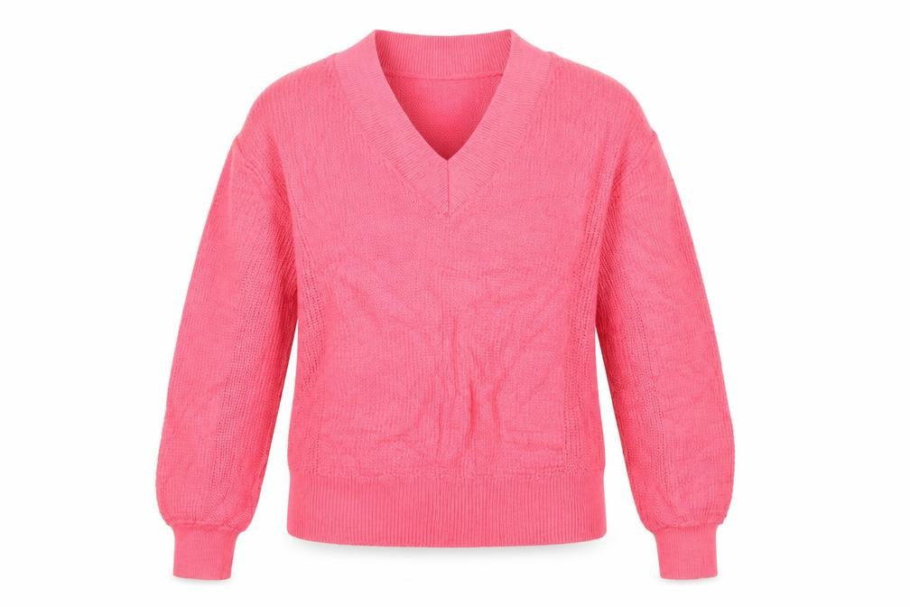 Next Women’s Pink Cotton V-Neck Long Sleeve Pullover Jumper XS