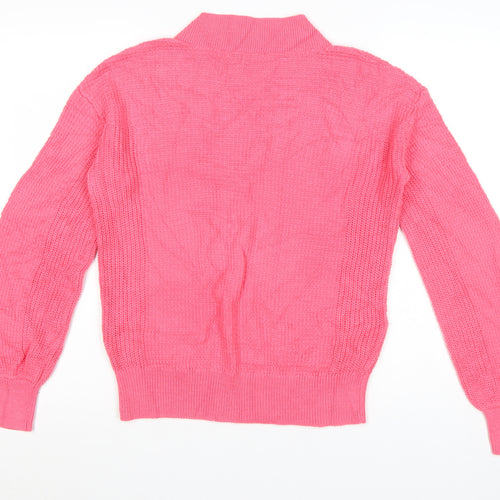Next Women’s Pink Cotton V-Neck Long Sleeve Pullover Jumper XS