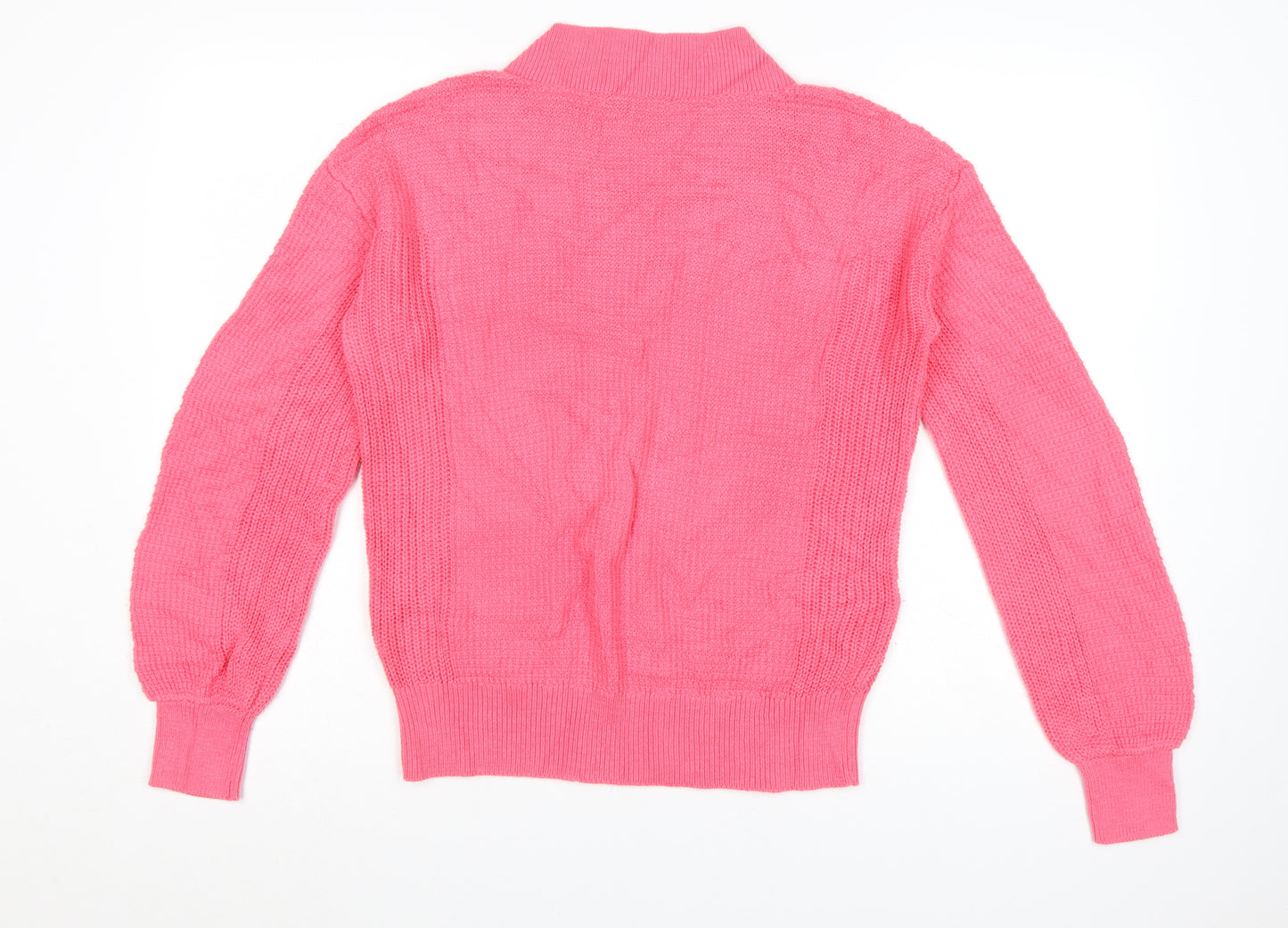 Next Women’s Pink Cotton V-Neck Long Sleeve Pullover Jumper XS