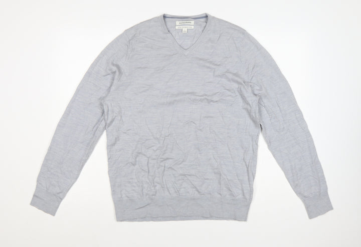 Marks and Spencer Men’s Grey Merino Wool V-Neck Jumper Size L